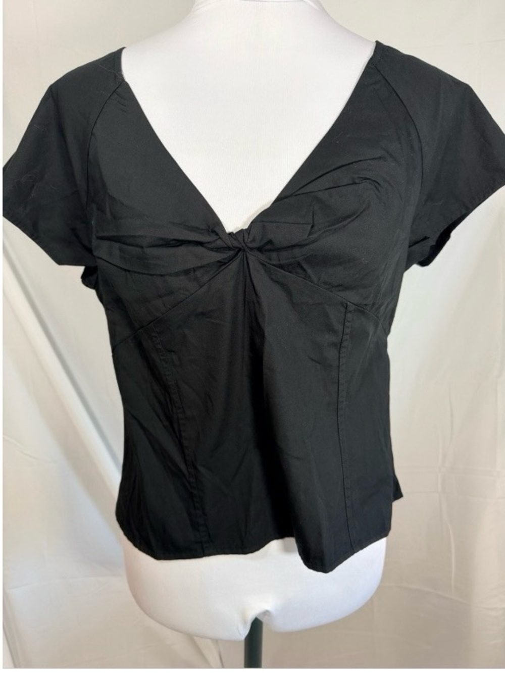 Madewell Black Twist-Front Short Sleeve Top Non-stretch Cotton New